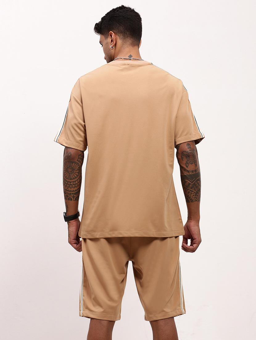 men solid t-shirt & short co-ords set - 21695996 - Standard Image - 3
