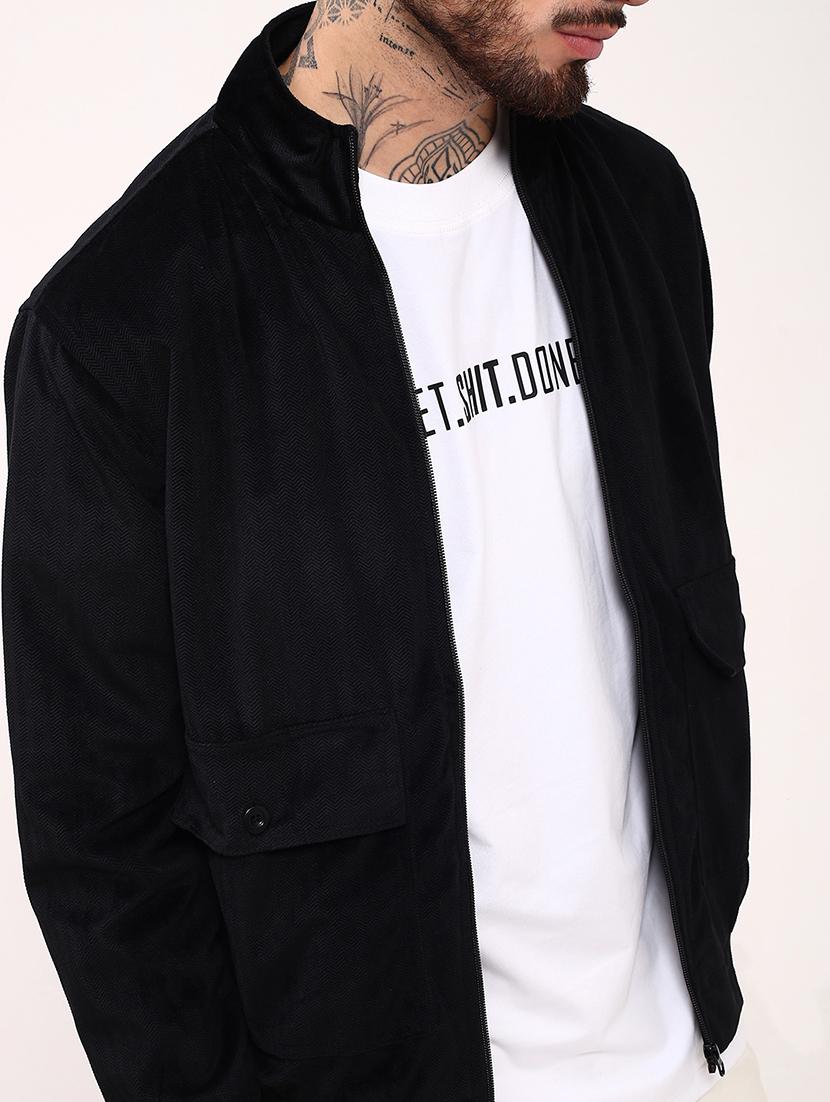 men black solid velvet casual jacket - 21696000 - Standard Image - 5