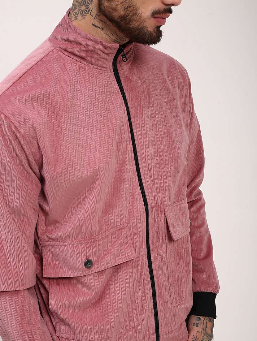 men pink solid velvet casual jacket - 21696001 -  Standard Image - 5
