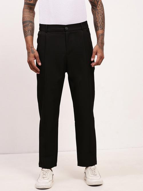 men black solid ankle length korean pants - 21696011 -  Standard Image - 0