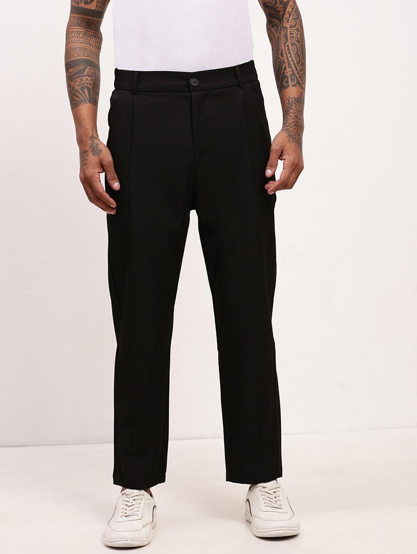 men black solid ankle length korean pants - 21696011 -  Zoom Image - 0