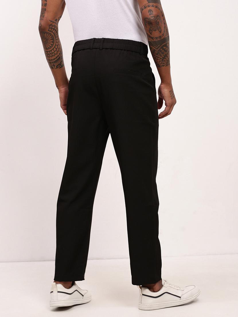 men black solid ankle length korean pants - 21696011 - Standard Image - 3