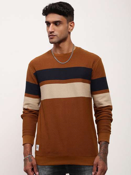 men color block long sleeve pullover - 21696050 -  Standard Image - 0