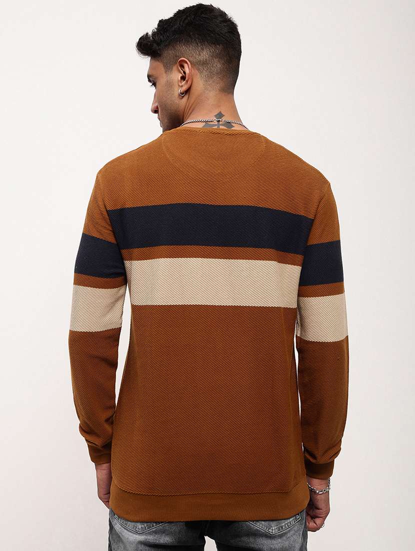 men color block long sleeve pullover - 21696050 -  Standard Image - 3