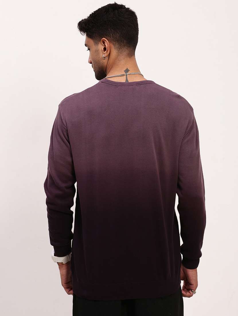 men purple ombre long sleeve pullover - 21696053 -  Standard Image - 3