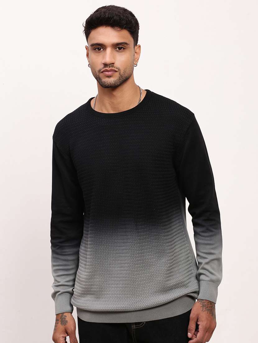 men black ombre long sleeve pullover