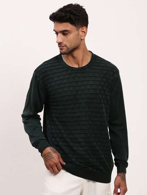 men green solid long sleeve pullover - 21696055 -  Standard Image - 0