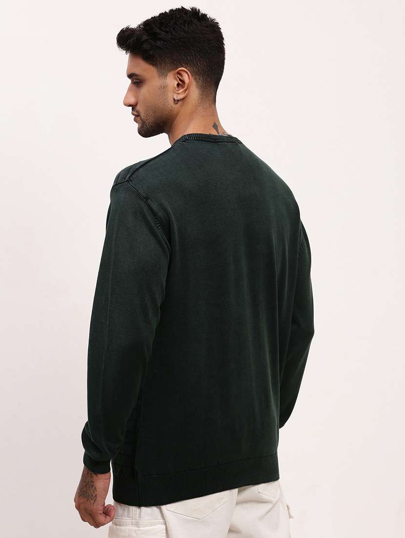 men green solid long sleeve pullover - 21696055 -  Standard Image - 3