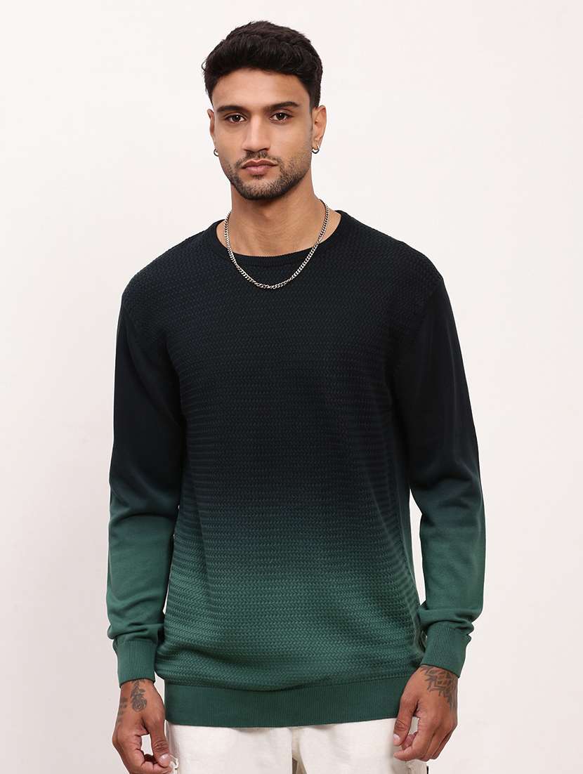 men green ombre long sleeve pullover