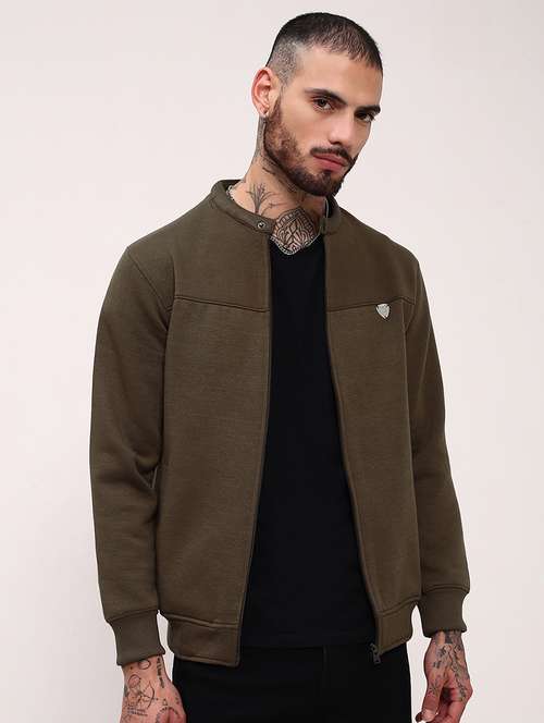 men solid front-open long sleeve sweatshirts - 21696058 -  Standard Image - 0