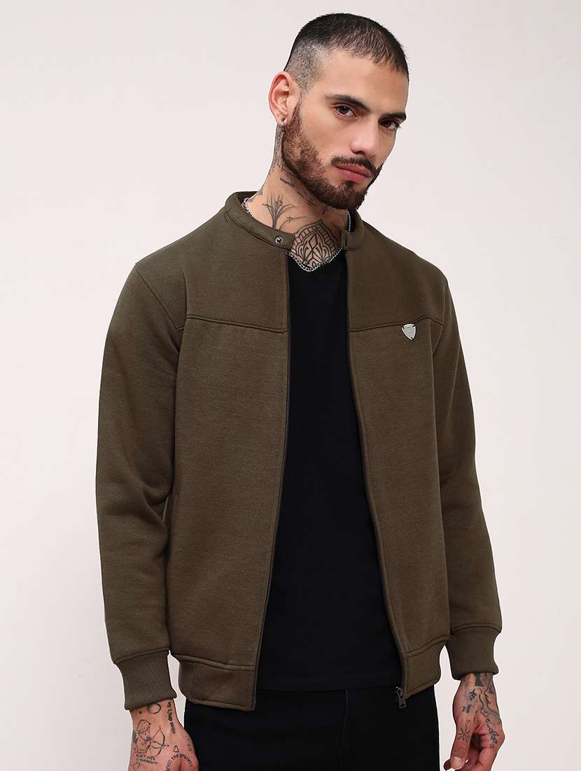 men solid front-open long sleeve sweatshirts - 21696058 -  Zoom Image - 0