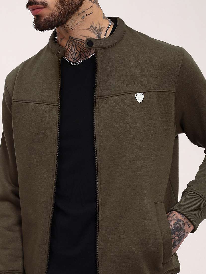 men solid front-open long sleeve sweatshirts - 21696058 - Standard Image - 5