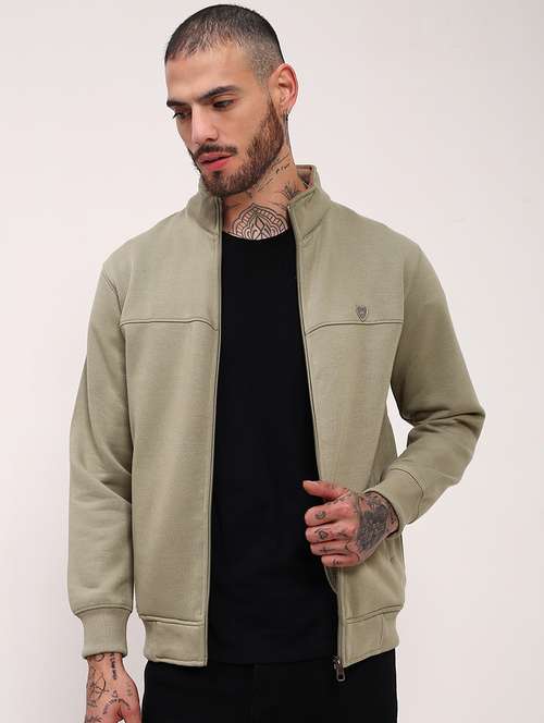 men solid front-open long sleeve sweatshirts - 21696060 -  Standard Image - 0