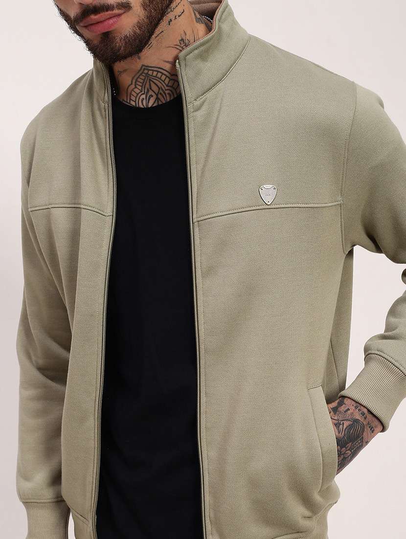 men solid front-open long sleeve sweatshirts - 21696060 - Standard Image - 5