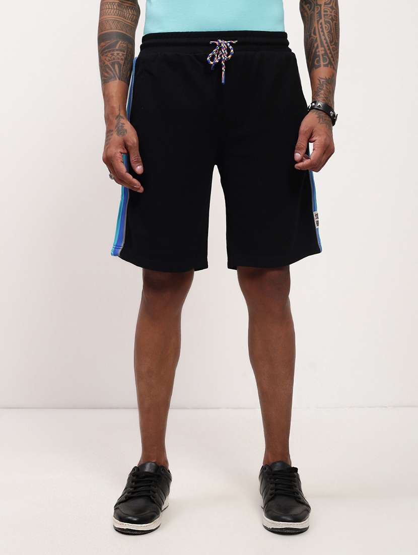 men side taped mid rise regular fit shorts - 21696089 - Zoom Image - 0