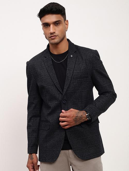 men checks single breasted casual blazer - 21696103 -  Standard Image - 0