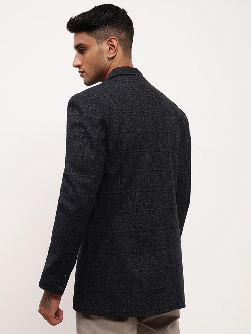 men checks single breasted casual blazer - 21696103 - Standard Image - 3