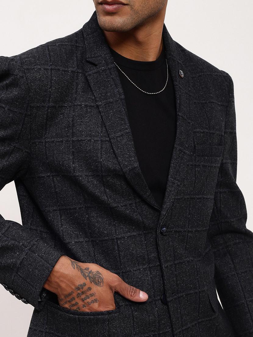 men checks single breasted casual blazer - 21696103 - Standard Image - 5