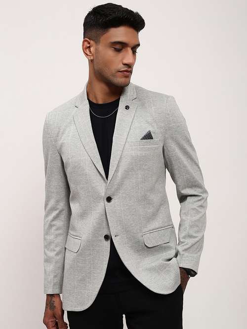 men checks single breasted casual blazer - 21696104 - Standard Image - 0