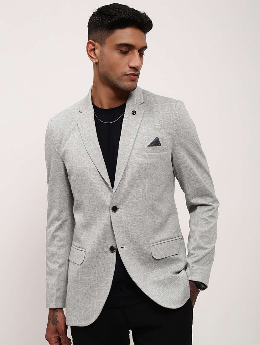 men checks single breasted casual blazer - 21696104 - Zoom Image - 0