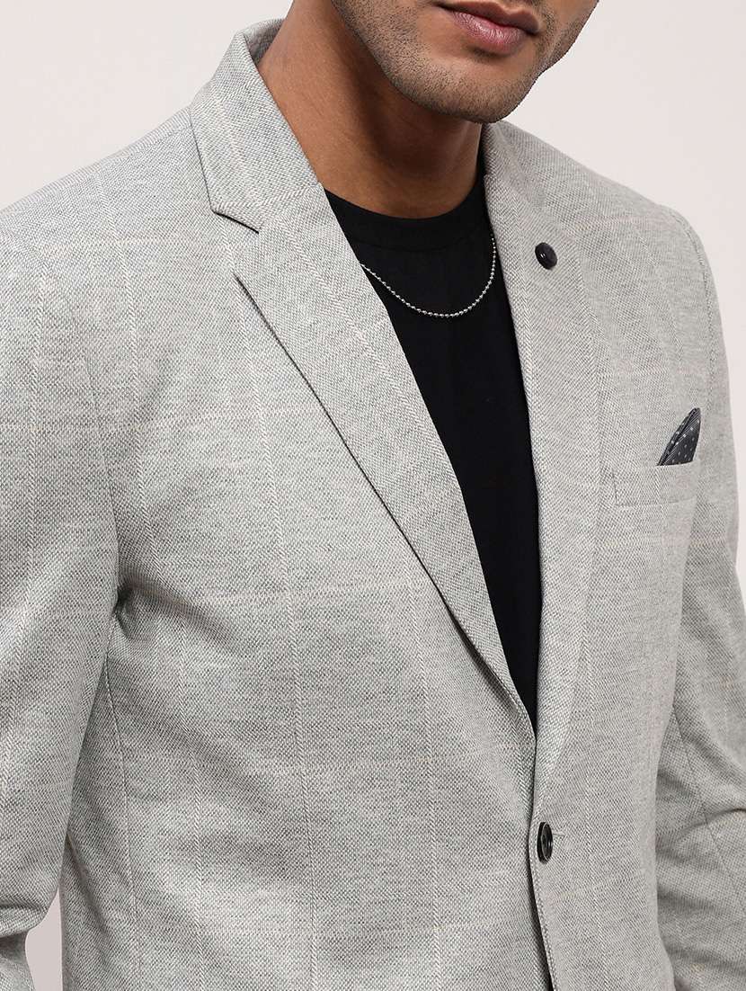 men checks single breasted casual blazer - 21696104 - Standard Image - 5