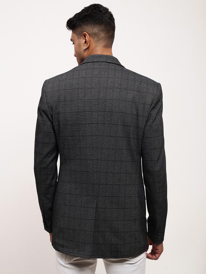 men checks single breasted casual blazer - 21696107 - Standard Image - 3