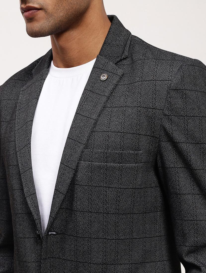 men checks single breasted casual blazer - 21696107 - Standard Image - 5