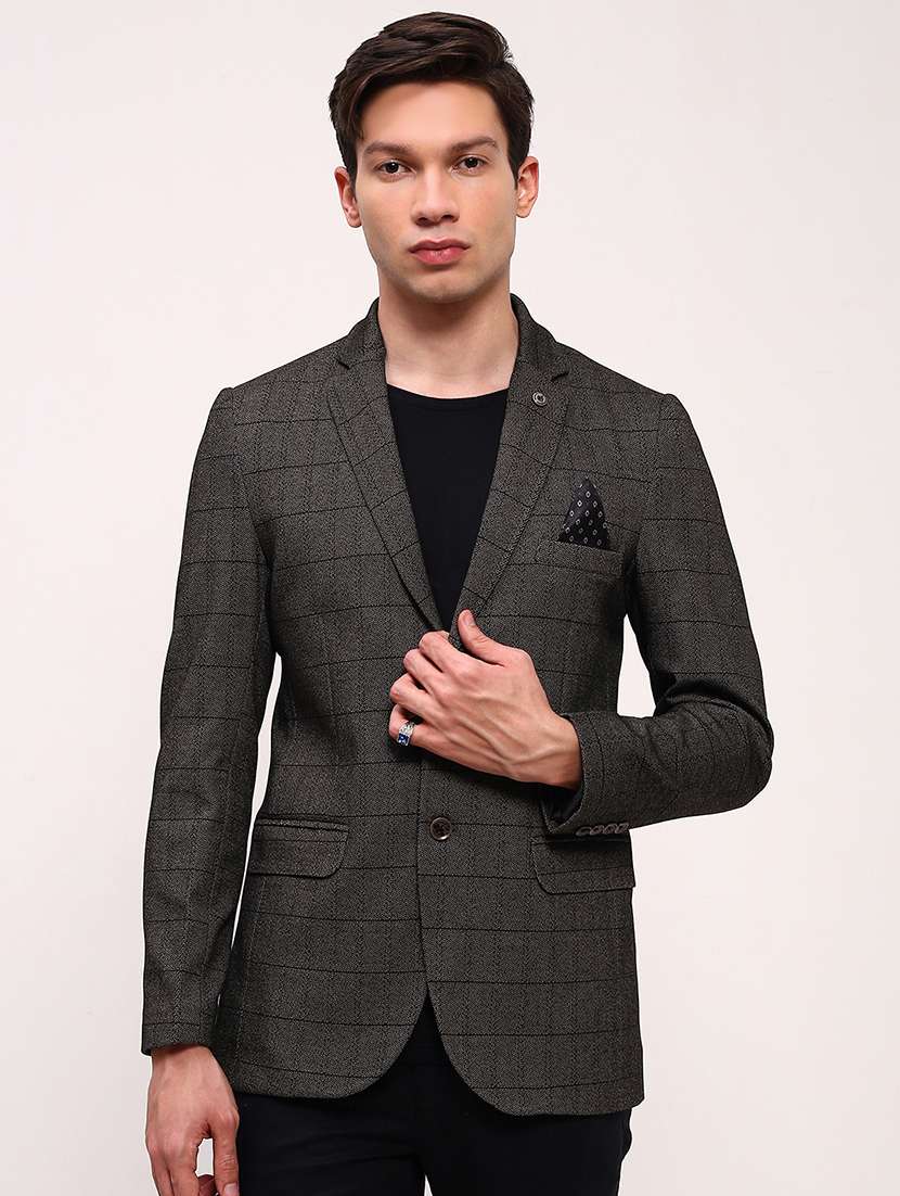 men checks single breasted casual blazer - 21696108 -  Zoom Image - 0