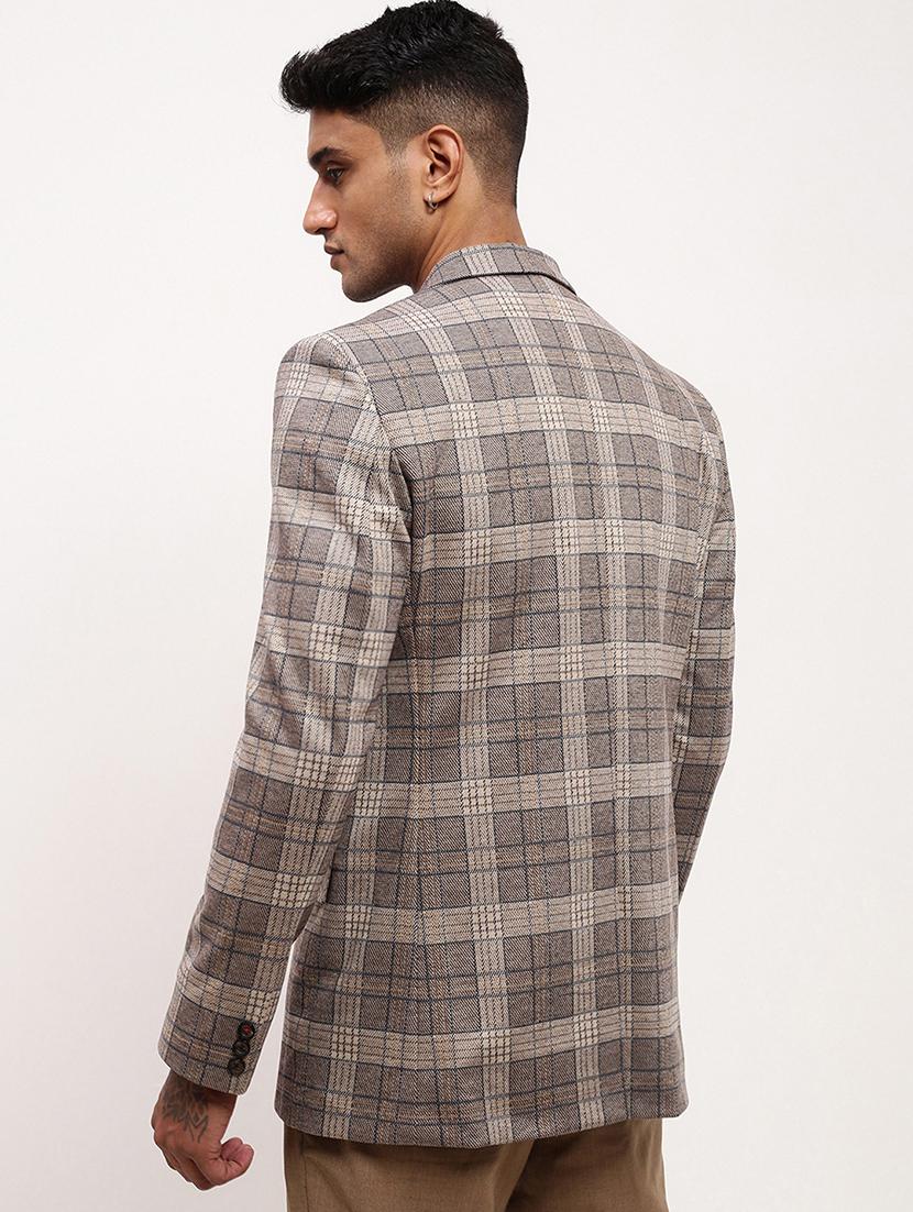 men checks single breasted casual blazer - 21696109 - Standard Image - 3