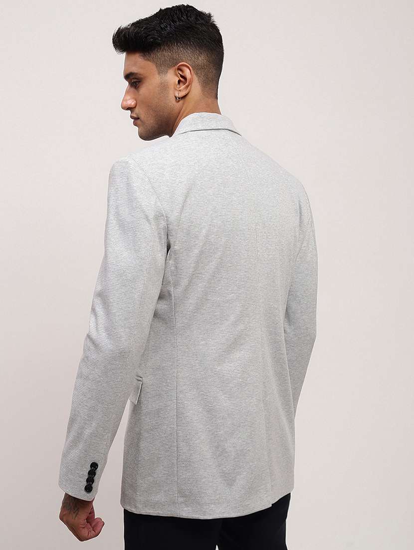 men solid single breasted casual blazer - 21696113 -  Standard Image - 3