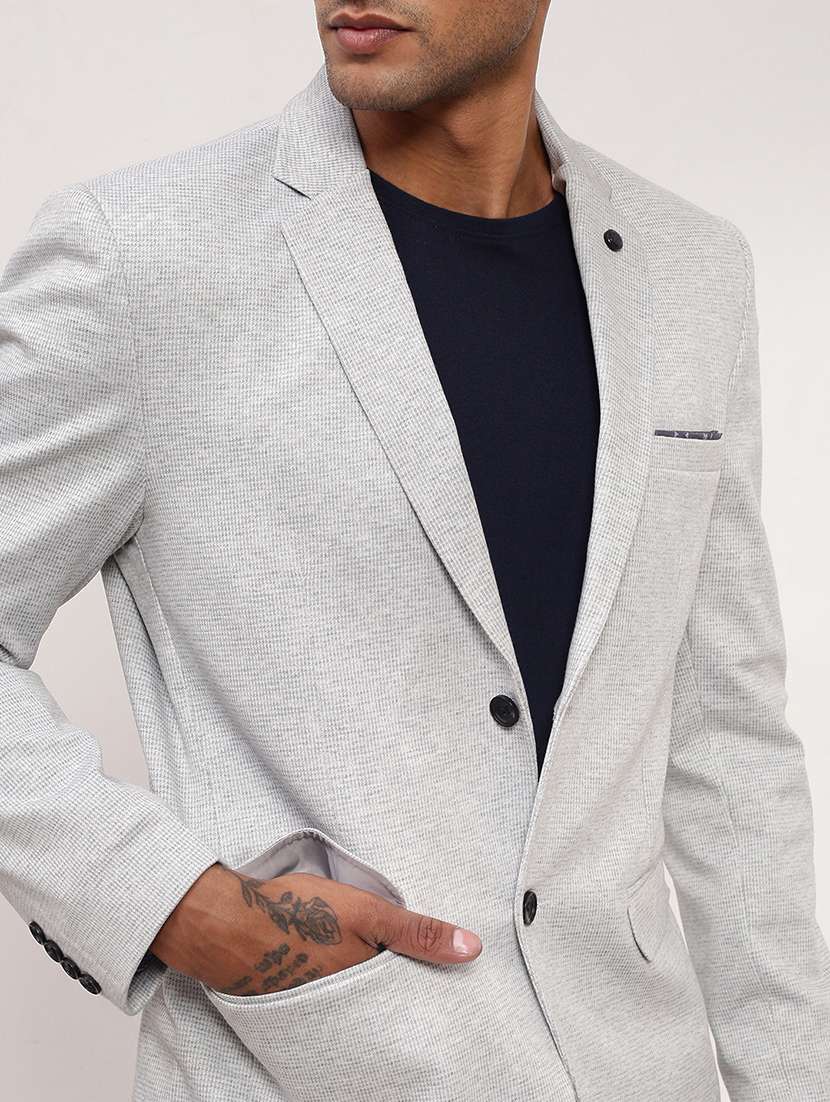 men solid single breasted casual blazer - 21696113 -  Standard Image - 5