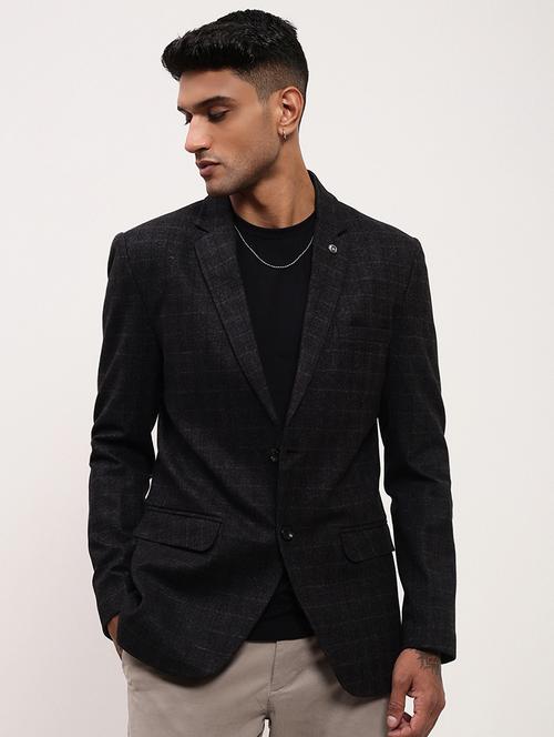 men checks single breasted casual blazer - 21696116 - Standard Image - 0