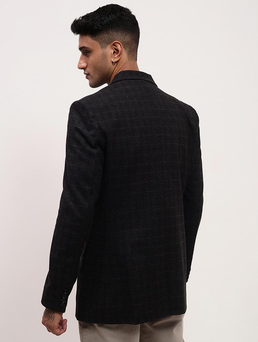 men checks single breasted casual blazer - 21696116 - Standard Image - 3