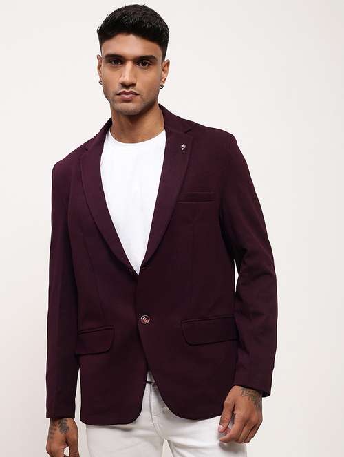 men solid single breasted casual blazer - 21696118 - Standard Image - 0
