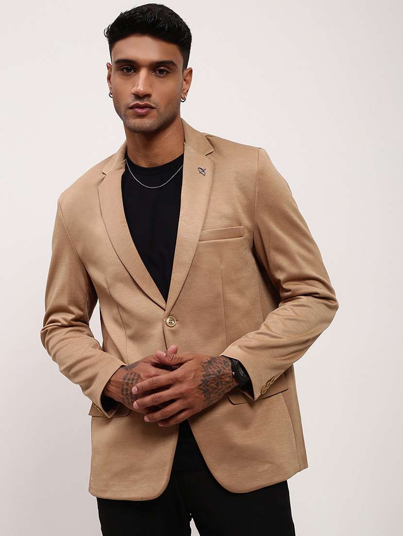 men solid single breasted casual blazer
