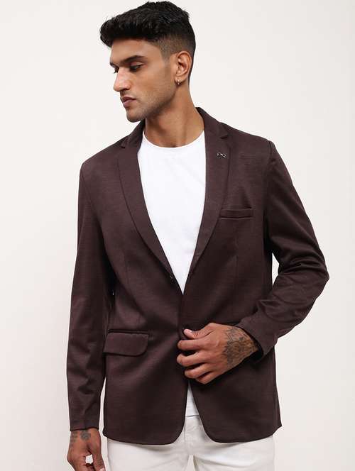 men solid single breasted casual blazer - 21696122 -  Standard Image - 0
