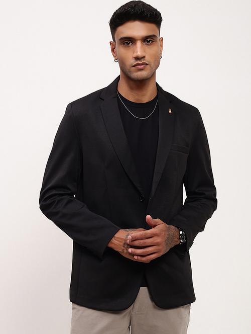 men solid single breasted casual blazer - 21696123 - Standard Image - 0