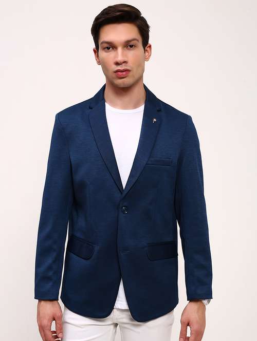 men solid single breasted casual blazer - 21696125 - Standard Image - 0