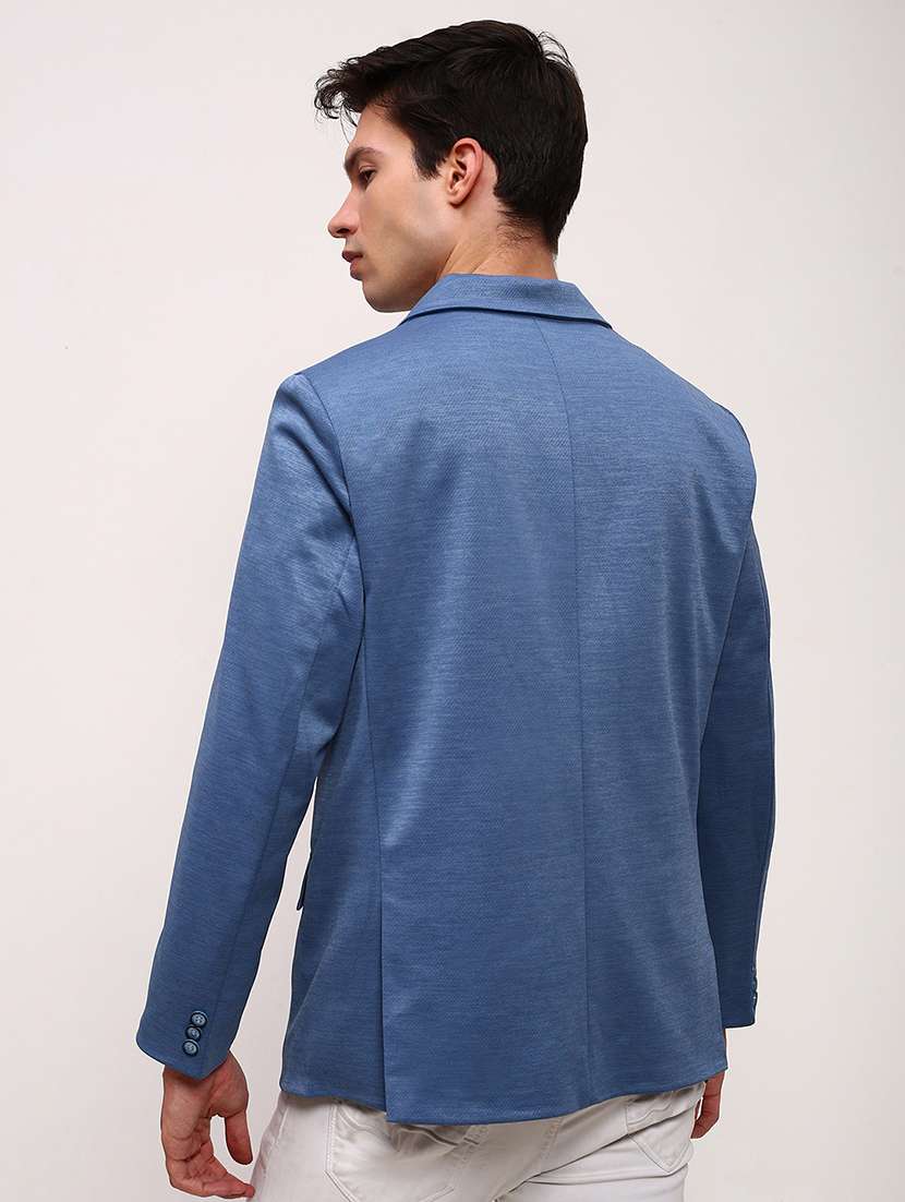 men solid single breasted casual blazer - 21696130 -  Standard Image - 3