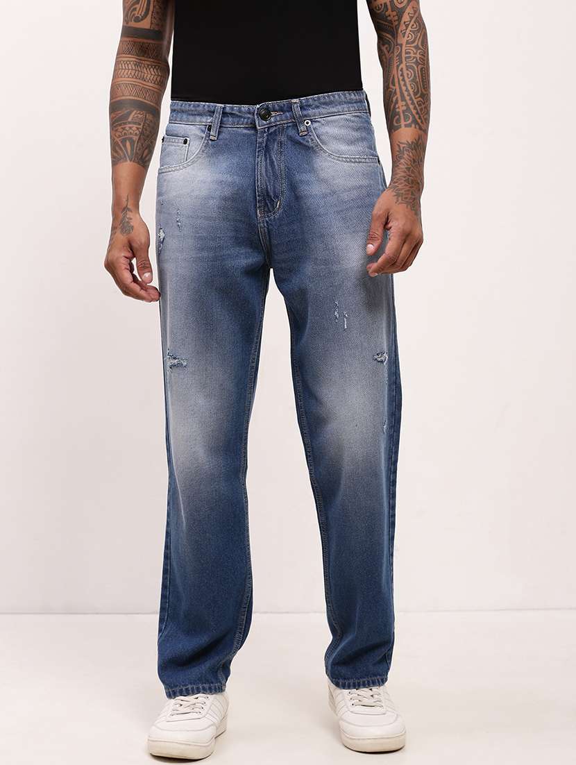 men blue low rise full length jean