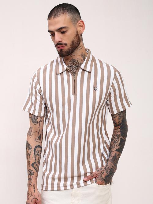 men striped short sleeve polo t-shirt - 21696214 - Standard Image - 0