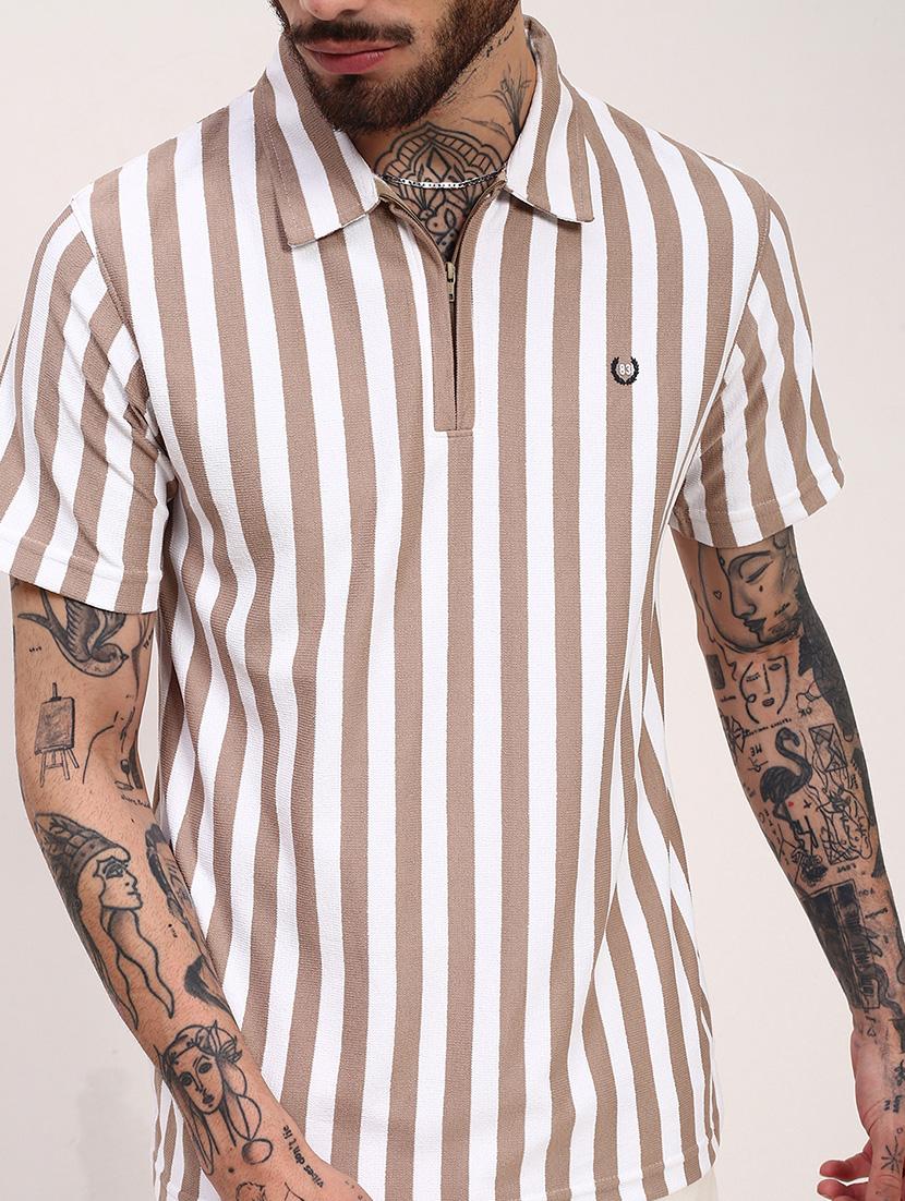 men striped short sleeve polo t-shirt - 21696214 - Standard Image - 5