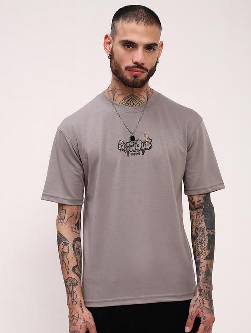 men front & back print round neck oversized t-shirt - 21696216 - Standard Image - 0