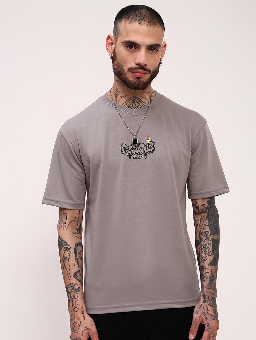 men front & back print round neck oversized t-shirt - 21696216 - Zoom Image - 0