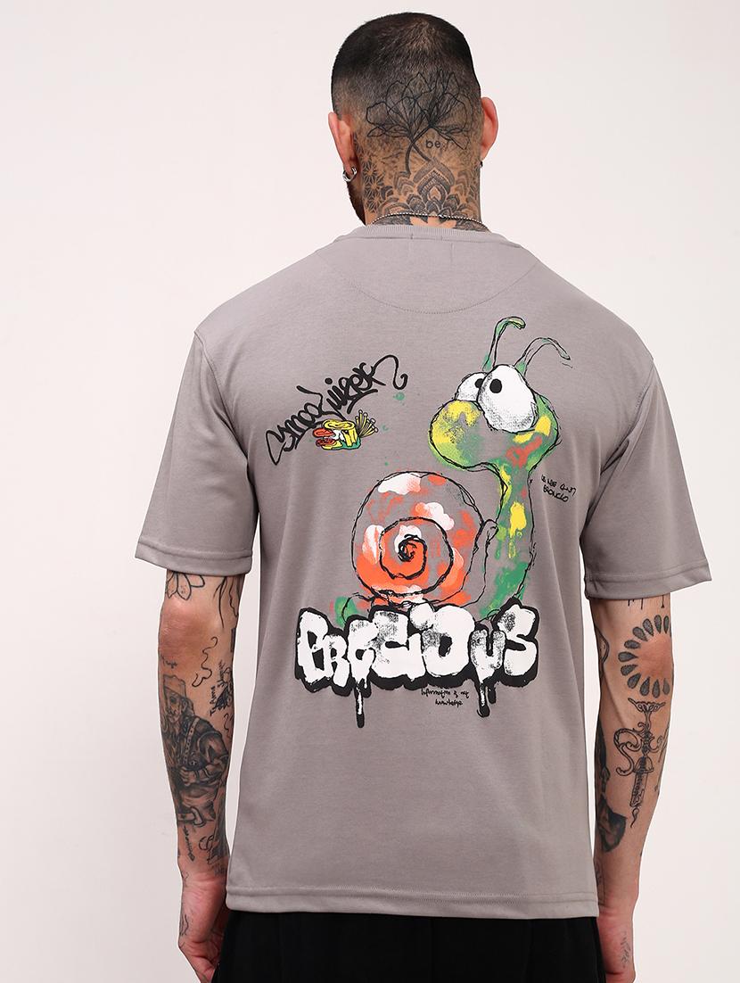 men front & back print round neck oversized t-shirt - 21696216 - Standard Image - 3