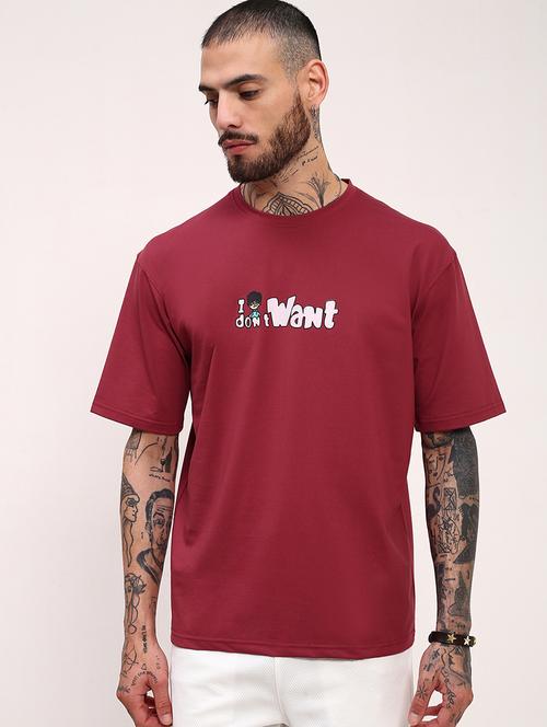 men front & back print round neck oversized t-shirt - 21696217 -  Standard Image - 0