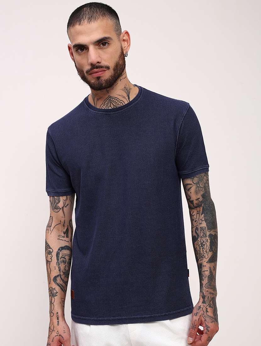 men solid short sleeve slim fit t-shirt - 21696221 -  Zoom Image - 0