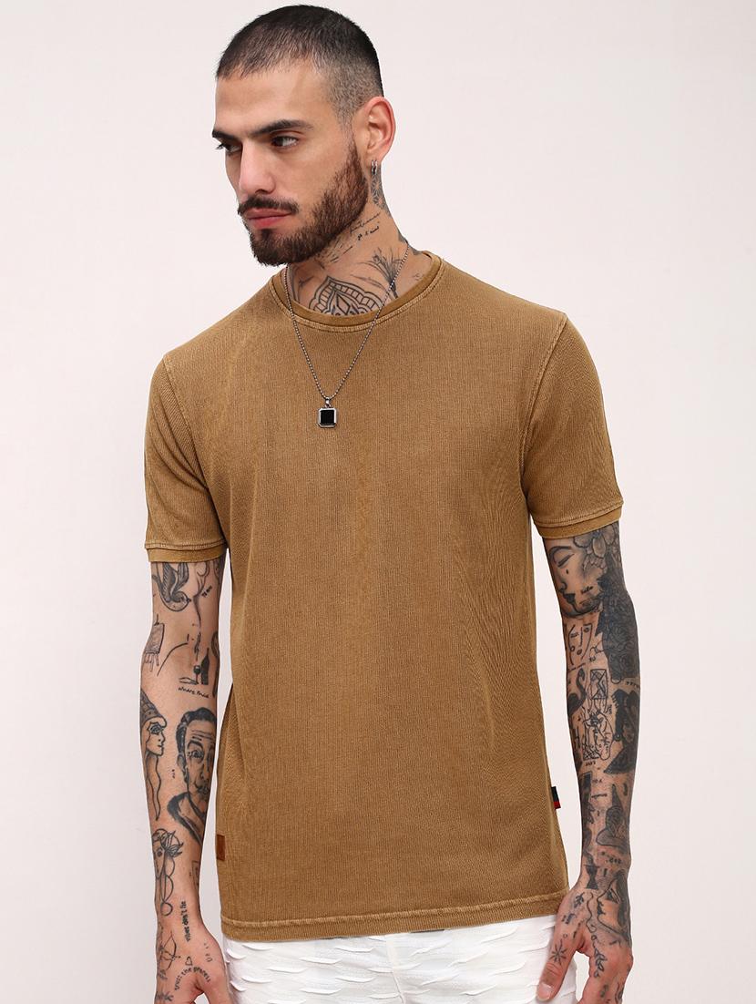 men solid short sleeve slim fit t-shirt - 21696224 - Zoom Image - 0