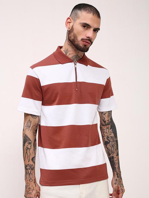 men striped short sleeve polo t-shirt - 21696231 - Standard Image - 0