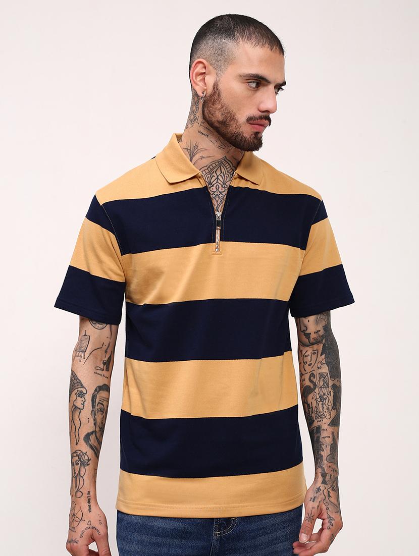 men striped short sleeve polo t-shirt - 21696232 - Zoom Image - 0